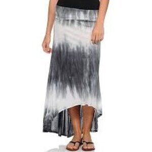 Billabong Sirt Women's Size Large High Low Gray and White Tie-Dye 100% Viscose